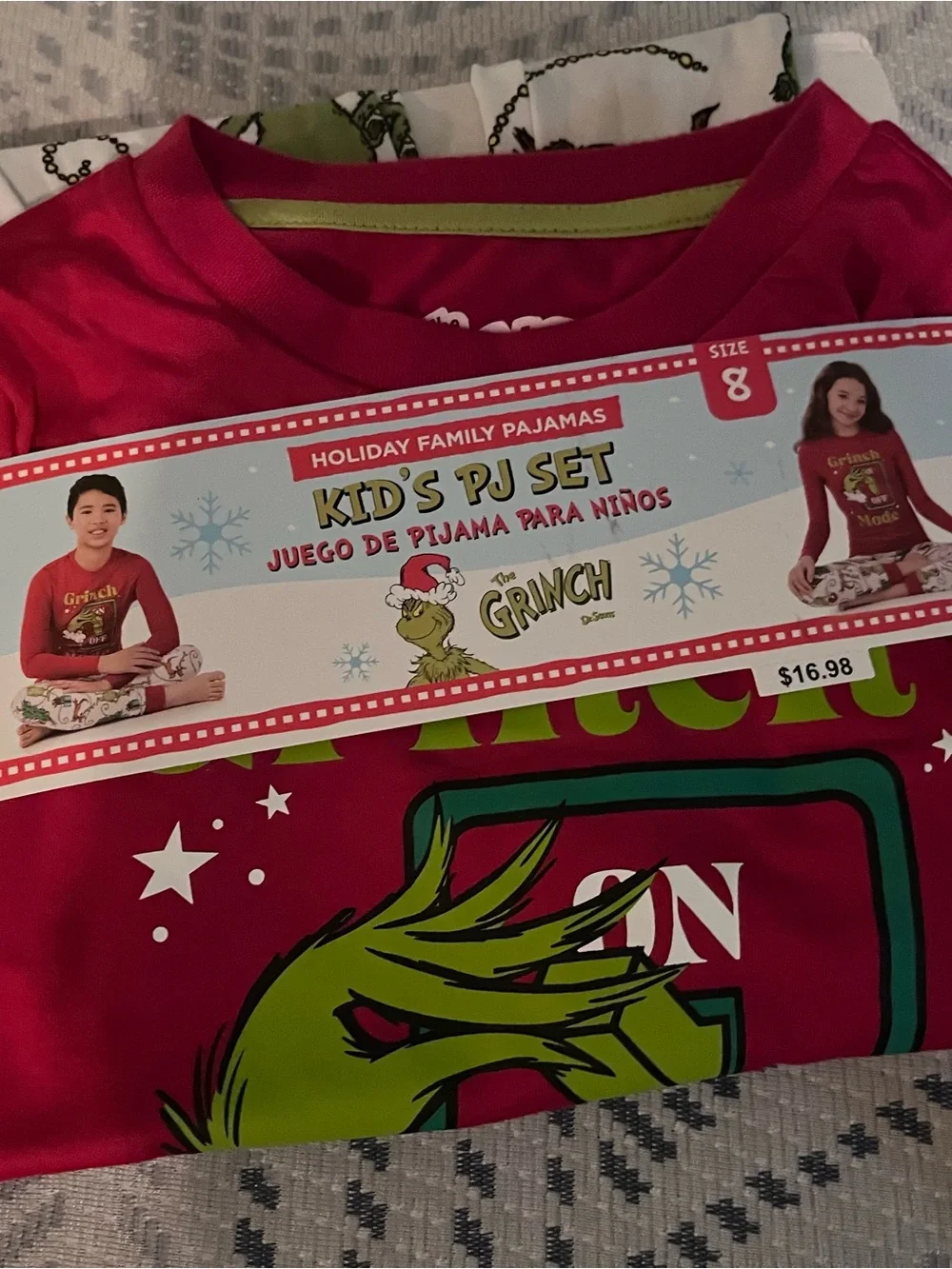 Dr. Seuss Grinch Mode Red and White Kids Pajama Set